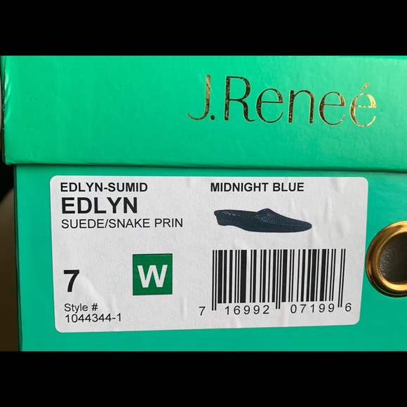J Renee Navy Suede/“Snakeskin” Slides/Mules - Picture 6 of 6